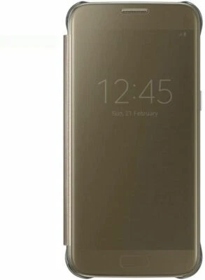 Original Samsung S7 Edge Clear View Cover Handyhülle Schutzhülle Gold -NEU- 269 - Bild 1 von 2