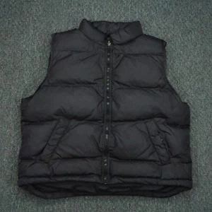 VINTAGE Eddie Bauer Vest Mens Extra Large Black Goose Down Full Zip Pockets XL * - Picture 1 of 11
