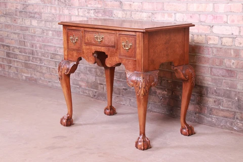 Baker Furniture Chippendale Burled Walnut Lowboy Dresser or Server Cover