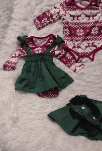 Conjunto de Body de Reno de Navidad Falda con Tirantes Bebé Niñas 6/9 Meses - Imagen 1 de 5