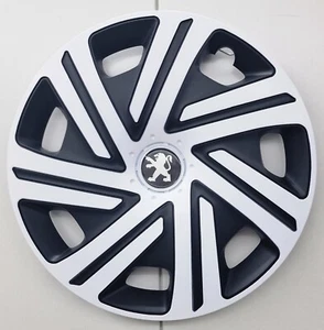 White/Black 15" wheel trims to fit Peugeot Partner MK2 2009-2018 (Not Boxer) - Picture 1 of 4