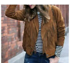 New-Women Western Wear Suede Leather Brown Fringe Native American Jacket, Coat