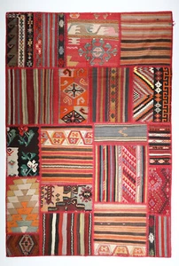 Patchwork decorativo turco tessuto a mano realizzato in kilim vintage, kilim da pavimento - Foto 1 di 11