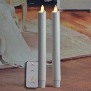 Luminara Flameless Flickering Led Taper Candles Wax White with Timer for Wedding - Picture 1 of 3