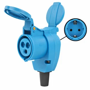 Connettore angolare CEE DUO | CEE & Schuko | 220V 16A | giunto angolare | blu | - Foto 1 di 7