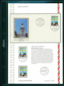 SUIZA ETSB 1987/9a PRIMER DÍA HOJA DE COLECCIÓN TURISMO ARQUITECTURA CITYTURM TREN - Imagen 1 de 2