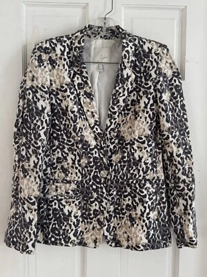 Joie Women's Sz 2 Animal Print 100% Linen Blazer Career Academia Lined Jacket - Image 1 of 4