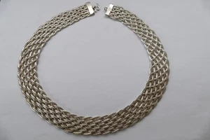 Collier geflochtenes breites Collier 925 Silber Vintage 70er necklace silver - Bild 1 von 8