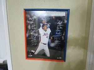 1986 Mets Team Signed & Framed 16x20 W/S Photo 24 SIG MLB Auth 180605LH - Picture 1 of 7