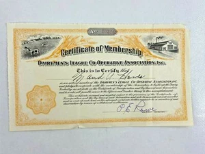 Mitgliedsbescheinigung Dairymens League Koop 5 x 9 Druck - Bild 1 von 2