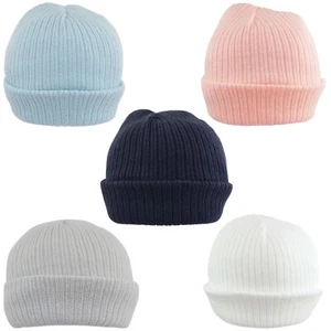 Baby Boys Girls Knitted Beanie Hat Warm Fleece Lined Cap Newborn to 18 months - Picture 1 of 33