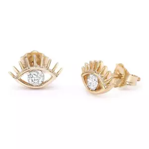 14K Gelbgold Diamant Auge Ohrstecker 0,19cttw - Bild 1 von 4