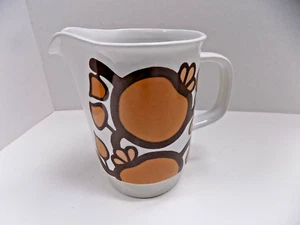Rare EGERSUND Pitcher VTG NORWAY Porcelain Brown Orange Abstract MCM Retro - Picture 1 of 9