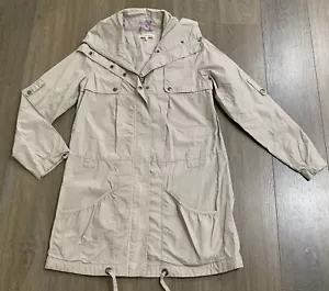 Ladies size 8 Neutral Grey RIP CURL Long Winter Coat / Jacket- No Belt VGC - Foto 1 di 6