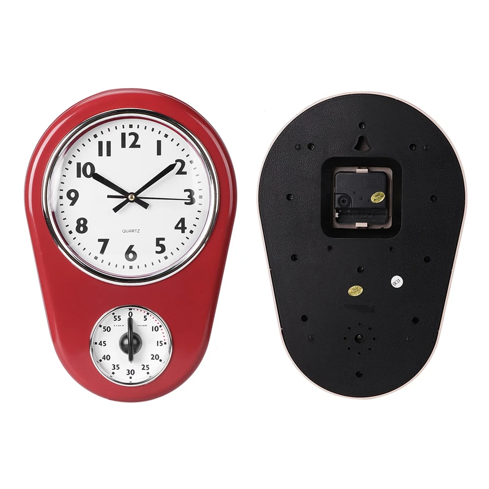 Küchen-Wanduhr Mit Timer Rot Küchen-Wanduhr Rotes ABS-Glas - Bild 1 von 4