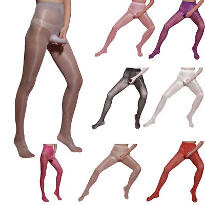 Collant Uomo Olio Trasparente Alto Elastico Lucido Calze Modellanti Collant Setoso - Immagine 1 di 4