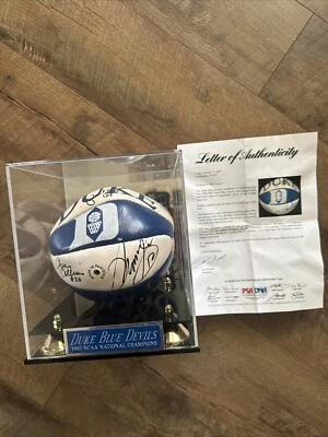 Duke 91-92 Champs Signed Mini Basketball PSA Certified Memorbilia DUKE FAN MUST - Image 1 of 4