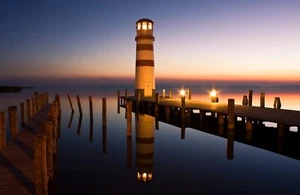 VLIES Fototapete-LEUCHTTURM-(7328ah) Meer Ozean Abend Turm Küste XXL Wandbild - Bild 1 von 1