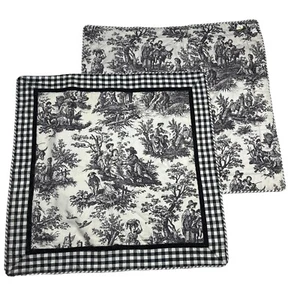 Waverly Toile Pillow Sham Luxury Collection 32"x31" Black White Cotton 2 Euro - Picture 1 of 8