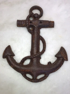 "Ancla rústica de hierro fundido para barcos decoración de pared navegación náutica casa de playa 7,5""" Foto 1 de 4