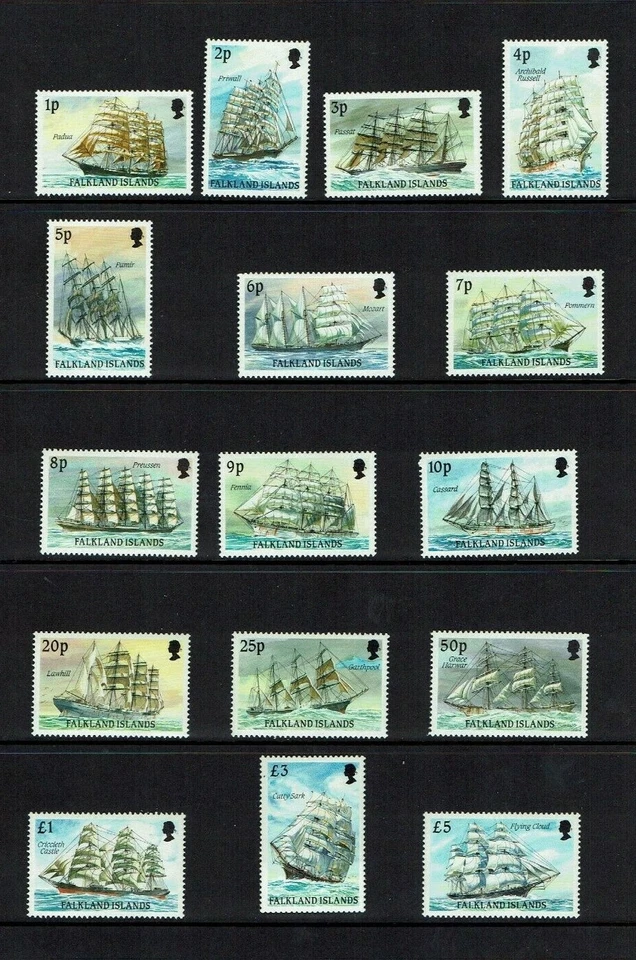 Islas Malvinas: Veleros Cabo de Hornos 1989, serie definitiva, conjunto MNH Foto 1 de 1