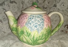 Cute Vintage 💐 Hydrangea Flower Design Decorative Ceramic Tea Pot with Lid