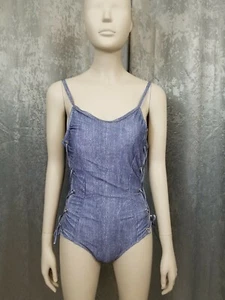 Unbranded 1 Piece Swimsuit Blue Vintage Denim Look  - Picture 1 of 6