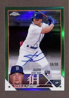 2023 Topps Chrome#RA-SW  Steele Walker Green Refractor Rookie Auto /99 - Image 1 of 3