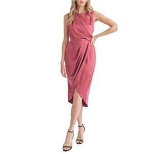 Lush Violet Rose Pleated Ruched Satin Sleeveless Dress Womens XS Nwt - Picture 1 of 9