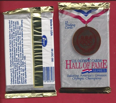1991年美国奥林匹克名人堂交易卡单张蜡包 — 第 1/3 张图片