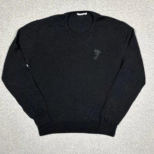 Versace Collection Sweater Mens Size Extra Large Slim Black Medusa Logo Wool - Picture 1 of 7