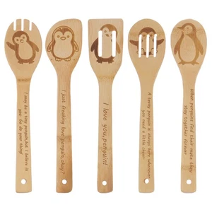 5PCS Penguin Wooden Cooking Spoons Kitchen Decor Penguin Gifts for Women Men ... - Picture 1 of 7