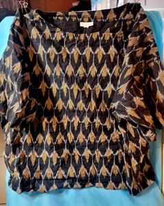 J Jill Top Shirt Womens Black XXL 3/4 Sleeves Top Pullover Boat Neck NWOT - Picture 1 of 5