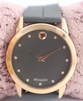 Casual MOVADO Quartz Men Gray Dial Wristwatch Rubber Band "Stay Punctual" - image 1 of 4