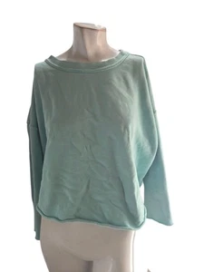 Suéter para mujer Eileen Fisher mediano verde azulado algodón orgánico de gran tamaño recortado sudor - Imagen 1 de 8