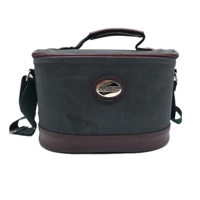 Maleta cosmética vintage American Tourister tren lados suaves lona verde marrón Foto 1 de 4