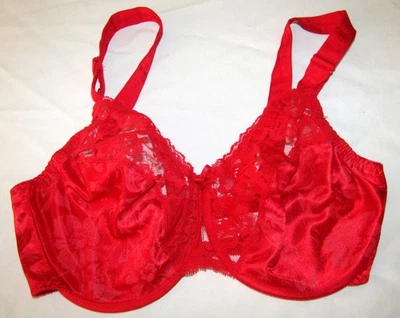 NWOT Vintage Warners Underwire Bra 36DD Red 9830 Lace - Image 1 of 4