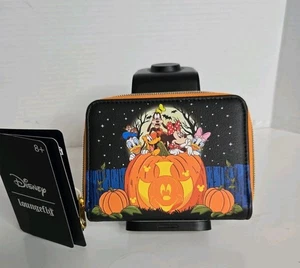 Loungefly Disney Mickey & Friends Halloween Pumpkin Mini Wallet Glow In The Dark - Picture 1 of 6