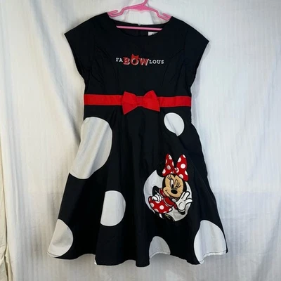 Vestido Minnie Mouse Bow preto bolinhas branco parques da Disney tamanho grande feminino - Imagem 1 de 4