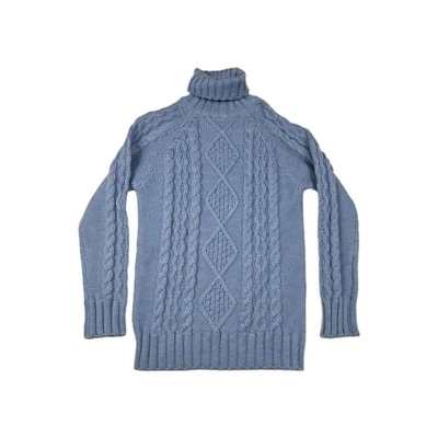 Suéter Woolovers Para Mujer Talla Pequeña Azul Lana Tejido con Cable Pescador Cuello Alto Foto 1 de 4