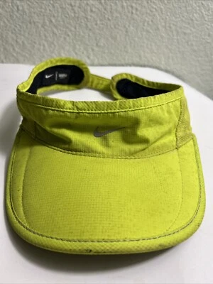 Nike Daybreak Dri Fit Running Visor Neon Yellow Reflective Swoosh Stained Dirty - Image 1 of 4