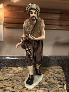 Shepard Figurine 11" Tall x 5 Bagpipe Trimmed in Twine RARE Nativity Shepard - Picture 1 of 13