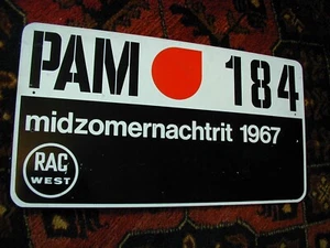 original PAM mid summer night Rally plate #184 1967 SAAB Porsche 911E Volvo - Picture 1 of 6