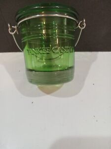 YANKEE CANDLE Votive Holder Emrald Green with wire handle Bucket style 