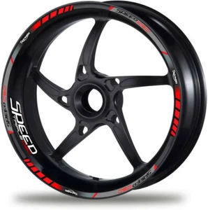 Laminated Red Speed Triple 1050 Motorcycle Wheel Decals 12 Rim Stickers  - Bild 1 von 2