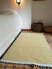 Ochre Premium Quality Mustard Chevrons Rugs Reversible Cotton 90x150cm