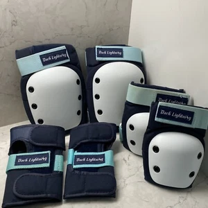 Dark Lightning 3-in-1 Adult/Youth(14+) Elbow Wrist Knee Pads, Size L, Aqua Blue - Picture 1 of 13