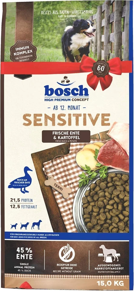 Bosch HPC Sensitive Ente & Kartoffel | Hunde-Trockenfutter - 1x 15 kg - Futter - Bild 1 von 4