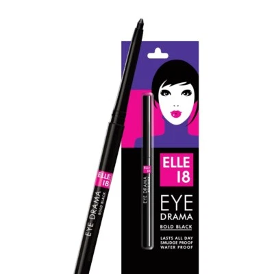 Elle 18 Eyedrama Kajal - Bold Black, Smudge Proof & Waterproof, 20 Hrs - image 1 of 4