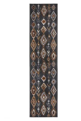 Moroccan Diamond Runner - 2'x8' Dark Grey, Geometric, Transitional Area Rug -503 - Image 1 of 4